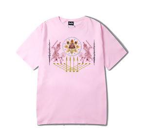 American Heavy Weight Mens Short Sleeve Thailand Tatoo Five Classics Ghost King Night Fork Southeast Asian Buddha Pure Cotton Loose Solid Color T-shirt