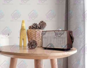 QIXI SK-2025 Leather Design Super Bass Sound Wireless Bluetooth Karaoke Speaker Multi Function with Wired Microphone