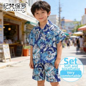JIFANPAUL | Summer New Trendy Childrens Short Sleeve Set Hawaiian Beach 2-Piece
