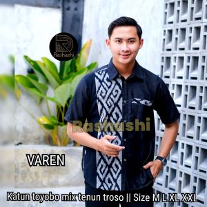 RAYYAN Kemeja pria lengan pendek Kemeja koko tenun troso mix toyobo premium baju koko lebaran etnik by rashashi