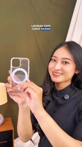 Casing Cover Magsafe Putih Jernih Dukung Charger Magsafe untuk iPhone 11 & 16