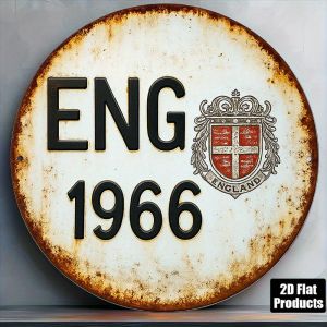 Vintage England Football History Round Aluminum Sign Bar Wall Decor