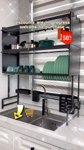 Kitchen Dish Rack Storage Cabinet Above Kitchen Sink Drying Rack with Dustproof Door for Dish & Plate Storage Rack