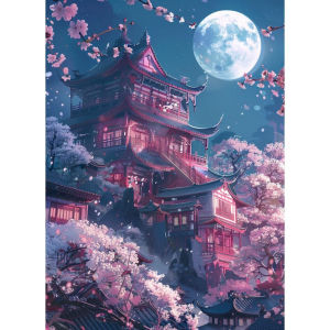 Painting By Numbers on Canvas Kit for Adults Castle Scenery Acrylic Paint Oil Picture of Coloring By Numbers Art