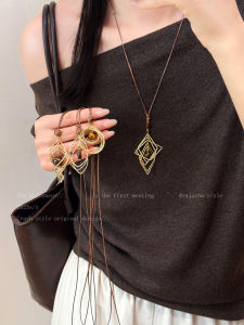 Bohemian Style Long Pendant Necklace Womens Luxury Sensation Tiger Eye Stone Decorative Accessory Gold Color New Listing