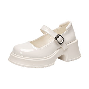 Warrior | Mary Jane Princess Shoe French Style White Thick Sole Loafers