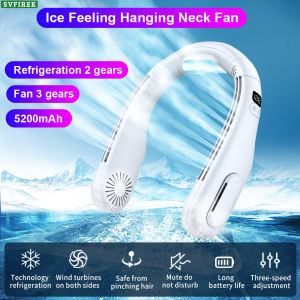 Hanging Neck Fan New Semiconductor Refrigeration Fan USB Portable Fan Outdoor Cooling Air Conditioner Fan USB Bladeless Mute Fan 5200mAh Sports Fans