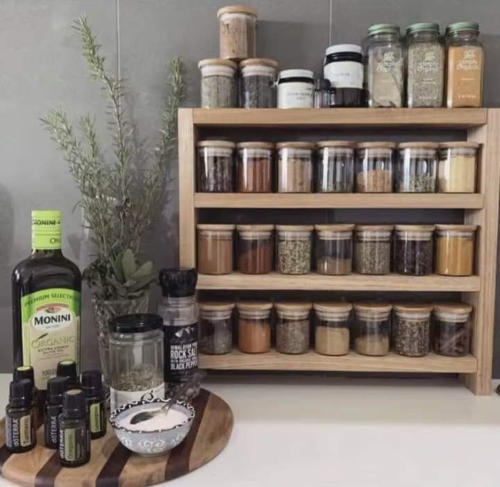 Ready Stock Malaysia Spice Rack Rak Rempah Minimalist Rak kayu