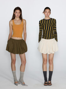 Gowireless Elastic Waist Pleated Design Slimming Fluffy Skirt Bloomer Short Skirt Anti-Light Sports Skirt Pants Low Waist