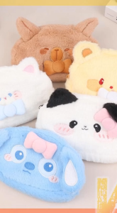 VK Cute Plush Pencil Case Large Capacity Stationery Storage Bag Lovely Cosmetic Bag Christmas Gift