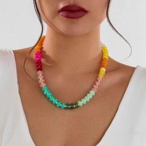 Ingemark | Vòng Cổ Choker Hạt Acrylic Nhiều Màu Phong Cách Bohemian Nữ Tính Trang Sức Thời Trang Y2K Dây Chuyền Xương Quai Xanh Hình Học Kiểu Dáng Hiện Đại