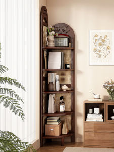 Home Use Corner Bookshelf Non-Real Wood Floor-standing Storage Rack Simple Multi-layer Cabinet for Living Room