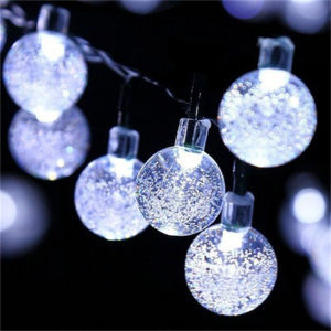 LED Crystal Ball Garland String Lights Outdoor Christmas Decoration Camping Fairy Garland Garden Wedding Party Battery Powered