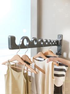 Foldable Balcony Clothes Drying Rack Wall Mounted Bathroom Invisible Clothesline Aluminum Alloy Single Rod Simple Design