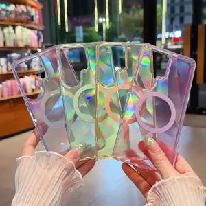 Transparent Gradient Magnetic Phone Case For Samsung Galaxy S26 S25 S24 Ultra Plus For Magsafe Wireless Charge Shockproof Cover