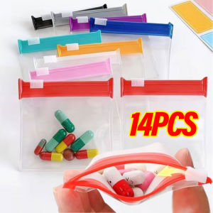 14Pcs Mini Pill Dispenser Bags Protable Travel Jewel Pouch with Sliding Zipper Self-sealing Waterproof Storage Bag