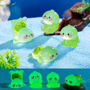4-24pcs Miniature Resin Sea Turtle FigurinesLuminous Mini Resin Tortoise Figures Cute Green Tiny Toys Glow in The Dark Ornament