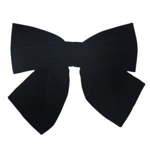 Black Velvet Hair Clip with Large Bow Knot at Back of Head Elegant Korean Style Top Clip Face Slimming Simple Design Hair Accessory