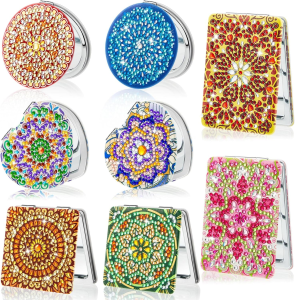 1 piece/set of DIY Christmas-style diamond painting kit mirror compact portable folding pocket mirror