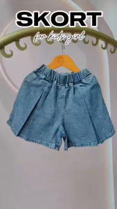 Trendy Denim Skort for Kids Girls 5-12 Years Old Korean Style Casual Plain Maong Palda Short Skirt for Girls