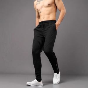 High Elasticity Fitness Sports Long Pants Mens Running Muscle Gym Iron Dog Zipper Cuffed Slim Fit Sports Leisure Clothing
