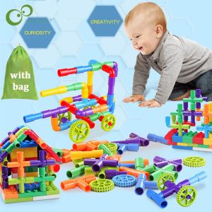 48/96PCS DIY Water Pipe Building Blocks Toys Pipeline Tunnel Construction Educational Assembling Toys For Children Gift