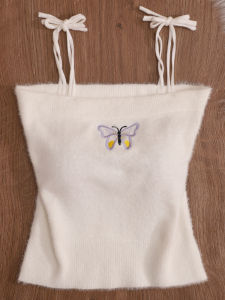 Sweet And Spicy Butterfly Knot Short Crop Top Womens Fashionable Slim Fit Vest Inner Wear for Autumn Winter Underwear