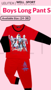 [Lelitex] Children Boys Daily Long Sleeve Long Pants set with printing for daily wear sleepwear pyjamas