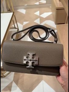 TB Horizontal Eleanor Small Gold Baguette Underarm Bag Clamshell cowhide Lady