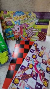 กมบิงโกสเตรท Bingo Straight 3 in 1 แถมเกมบันไดงูและกระดานหมากฮอส เกมครอบครัว พร้อมส่ง.