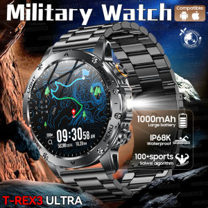 2025New Outdoor Military 1000mAh HD AMOLED SmartWatch Men Sports Fitness LED Flashlight 5ATM Waterproof Wireless Call Smartwatch