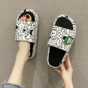 Summer Home Slippers Womens Fashionable Thick Bottom Anti-slip Cute Cartoon Flat Sandals Indoor Outdoor Wear Comfortable