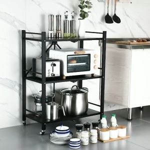 ชั้นวางอเนกประสงงค์สแตนเลส เกรด201 แบบพับเก็บได้ ประหยัดพืนที่ พร้อมล้อเลื่อน YSB