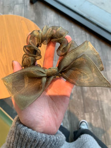 ริบบิ้นผ้าอ็องแกนสไตล์ฝรั่งเศสสำหรับฤดูร้อน ริบบิ้นผ้าคลุมผมแบบผูกโบว์ผีเสื้อสไตล์ญี่ปุ่นสำหรับผู้หญิง ริบบิ้นผ้าคลุมผมแบบเรียบง่ายและสง่างาม