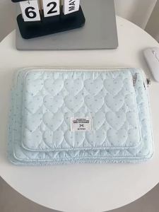 Túi Đựng Laptop May Chần Bông Dễ Thương Chống Sốc Chất Liệu Polyester Dành Cho MacBook Air/Pro HP Dell Lenovo Asus 11-16 Inch Có Khóa Kéo
