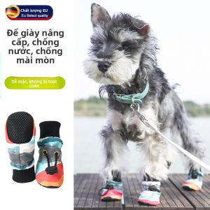 MONLEYTA | Giày đi mưa chống trượt cho chó nhỏ đế mềm Giày bảo vệ chân thú cưng Giày đi chơi ngoài trời chống mài mòn