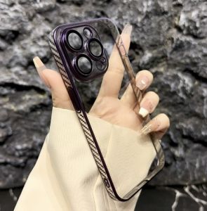 Kisscase Sợi Carbon Mô Hình Khung Rõ Ràng vỏ điện thoại Cho iPhone 15 14 13 12 Pro Max 15 14 Cộng Với Với tấm dán bảo vệ ống kính Bảo Vệ Mạ Cứng trong suốt PC Chống Sốc Ốp lưng cho iPhone 15 14 13 12