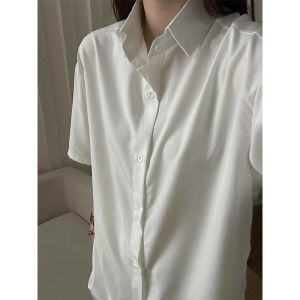 Cleanfit Mens Black Ice Silk Short Sleeve Shirt Summer Thin American Style Loose Fit Casual Drapey Outerwear Lightweight Shirt