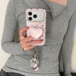 ZHOUJIANG | Shockproof Case with Love Bracket Polka Dots Chain