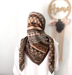 Hijab /Kerudung segi empat Terbaru Motip Cofee & Bunga PREMIUM QUALITY 2021