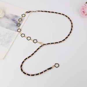 Sweet Style Metal Waist Chain for Women Summer Fashion Decorative Belt Versatile Sweater Thin Leather Belt Waist Link Chain