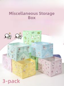 Hellokitty Storage Box Dormitory Socks Cosmetics Snacks Desktop Organizer Small Basket Cartoon Style Non-Woven Fabric Rectangular