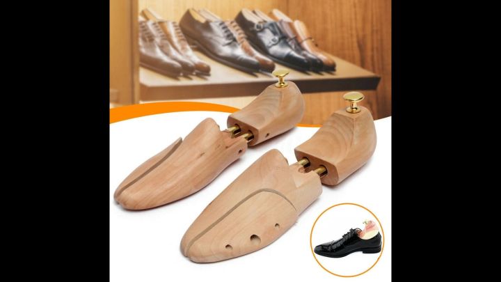 Pair of Adjustable Men Women Cedar Wood Shoe Trees Shaper Wooden Stretcher  Twin Tube Muti Size