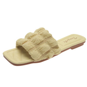 Fashionable Flat Bottom Slippers for Women Summer 2024 New Style Versatile Fairy Wind High-End Feeling Outdoor Wear Slip-On