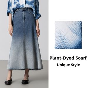 Herb Denim Gradient Half Skirt