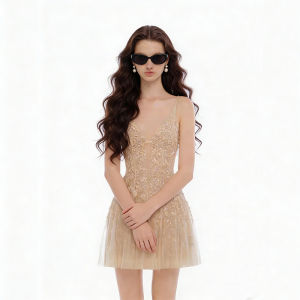 Elegant Lace Embroidery V-Neck Dress