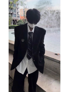 Japanese Style Black School Uniform Suit College Emblem