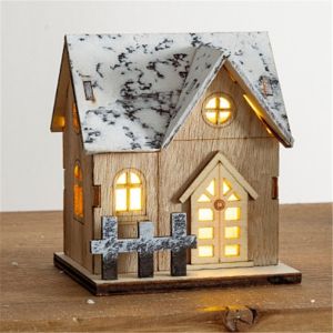 LED Light Mini Wood House Model Luminous for Christmas Christmas Houses DIY Festive Wooden House Ornaments Kids New Year Gifts