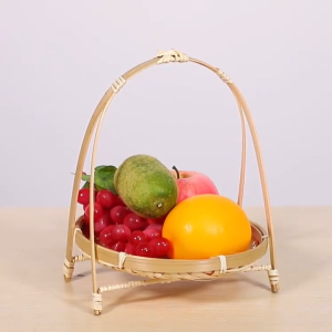 🐻DAILY2U🐻 Natural Bamboo Dessert Tray with 1/2/3 Layer Bamboo Food Serving Tray Food Display Tray Rack Fruit Basket Multilayer Storage Basket Home Decoration