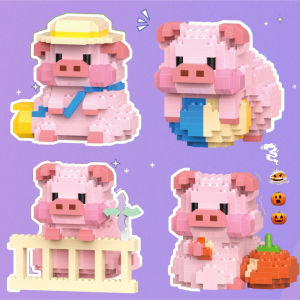 Micro-particle Assembly Building Blocks Cute Pig Cartoon Doll Building Blocks Toy Childrens Educational Assembly Gift